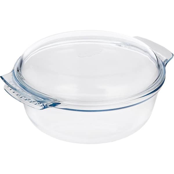 Adrinfly 4.9-Liter Glass Multicolor Round Casserole Dish with Lid