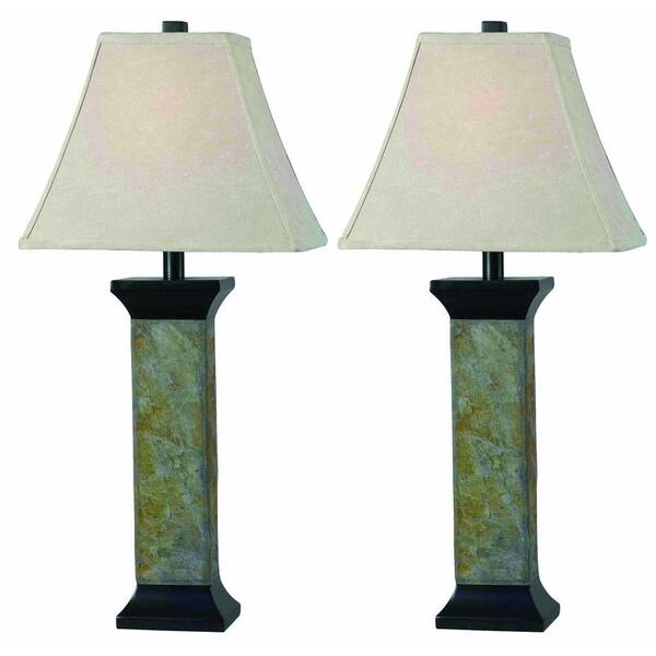 Kenroy Home Suffield 29 in. Natural Slate Table Lamp Set (2-Pack)
