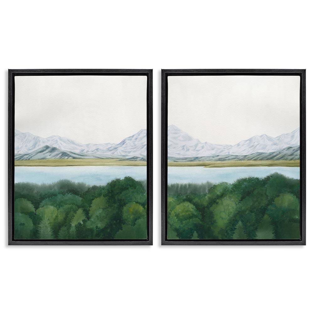 View Over Mountain Trees by Grace Popp 2 Pieces Black Floater Frame Nature Graphic Art Print 21 in. x 17 in. price history on PriceWatchPro