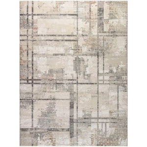 Eco-Friendly Ivory Multicolor 9 ft. x 12 ft. Abstract Contemporary Area Rug