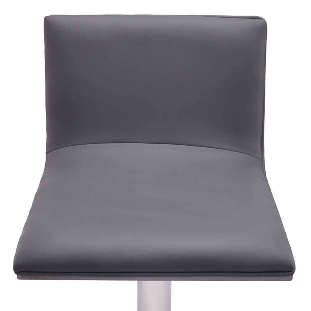 Gray Adjustable Swivel Bar Stool with Metal Base
