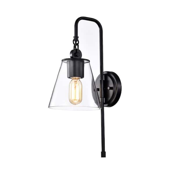 Edvivi 1-Light Matte Black Indoor Contemporary Wall Sconces with Cone ...