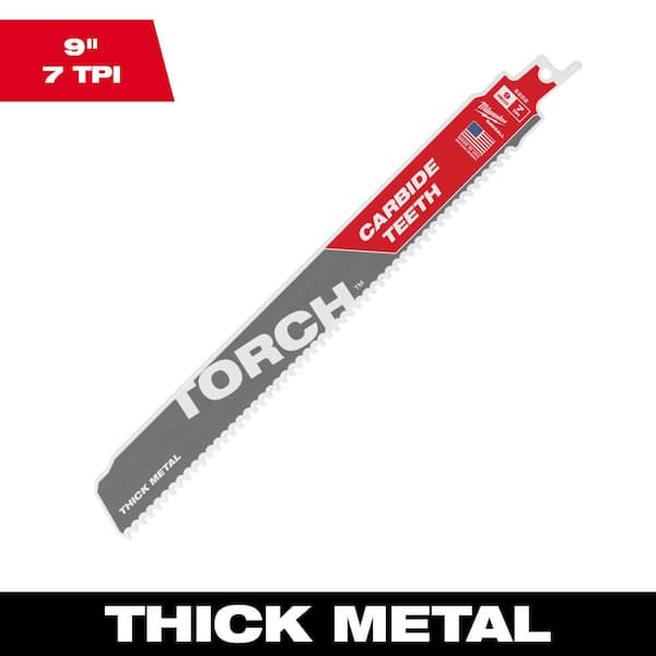 Milwaukee 9 in. 7 TPI TORCH Carbide Teeth Thick Metal Cutting SAWZALL Reciprocating Saw Blade (1-Pack)