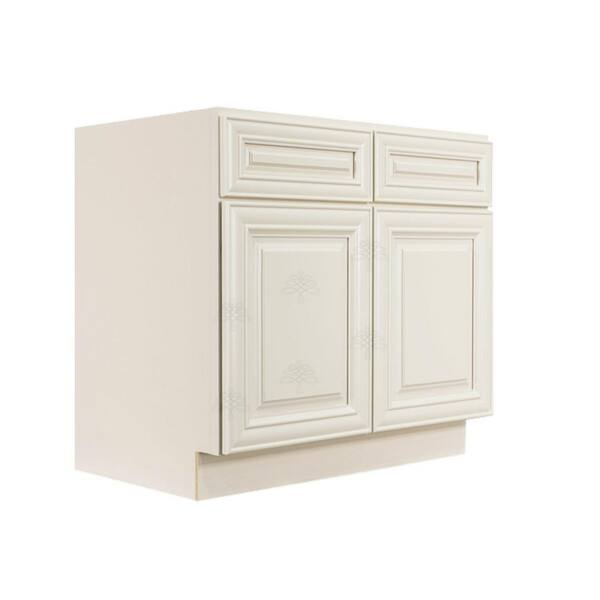 LIFEART CABINETRY Princeton Assembled 36 in. x 34.5 in. x 24 in. Base Lazy Susan Cabinet in Off-White