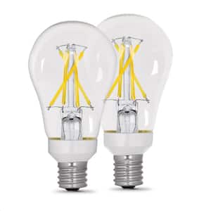 60-Watt Equivalent A15 Intermediate Dimmable CEC Clear Glass LED Ceiling Fan Light Bulb, Bright White 3000K (2-Pack)