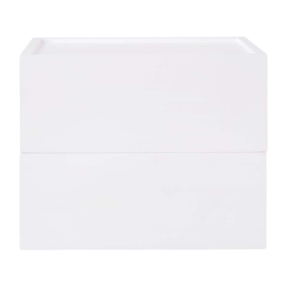 White Stackable Wooden Storage Boxes with Pullout Drawers, 2 Pack