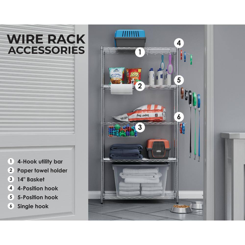 Silver Steel 7-Piece Wire Rack Accessories Kit