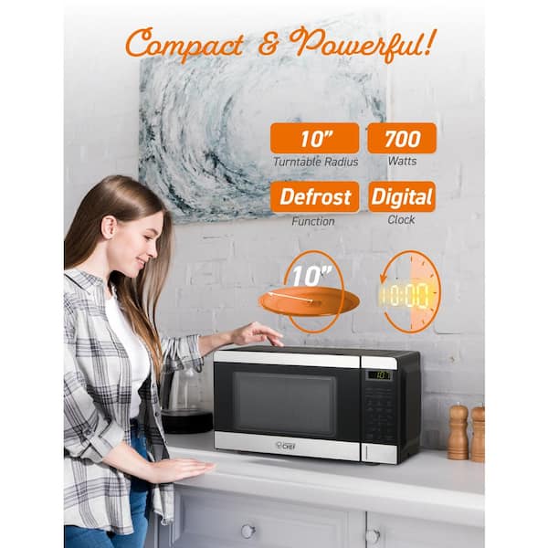 Countertop Small Microwave Oven, 6 Preset Cooking Programs Interior Light  LED Di