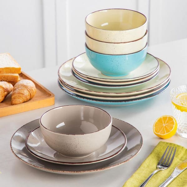 vancasso 12-Piece Multi-color Stoneware Dinnerware Set Service for