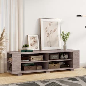 59 in. Grey Wood TV Stand Console Storage Entertainment Media Center Fits TV's up to 65 in. with Shelf