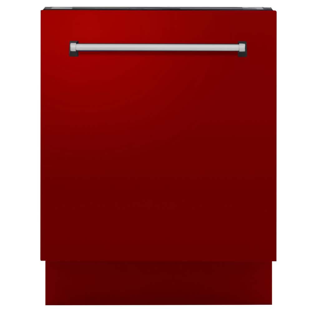 ZLINE Kitchen and Bath Tallac Series 24 in. Top Control 8-Cycle Tall Tub Dishwasher with 3rd Rack in Red Gloss
