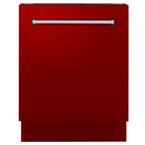 ZLINE 24" 3rd Rack Top Control Tall Tub Dishwasher in Red Gloss with Stainless Steel Tub, 51dBa (DWV-RG-24)
