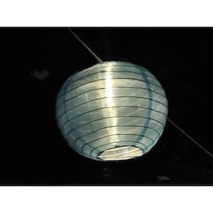 Outdoor 9 ft. 10-Light Solar Chinese Lantern Integrated LED String Light in Green