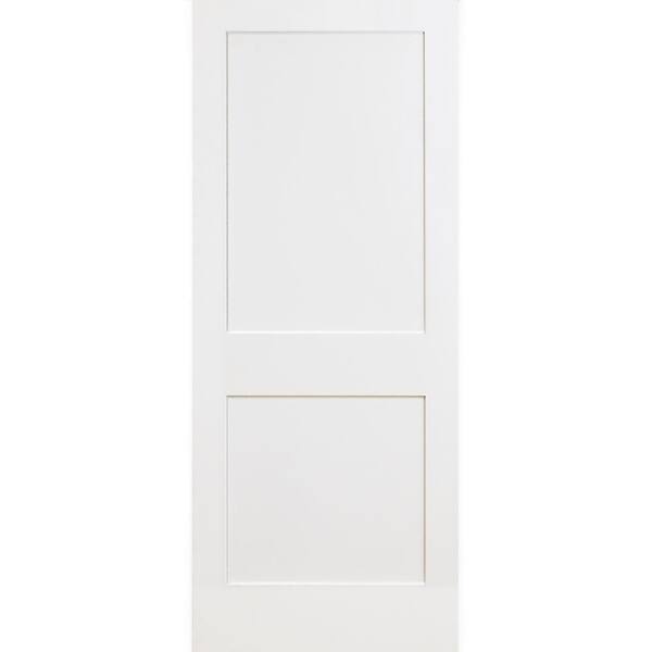 Steves & Sons 36 in. x 80 in. 2-Panel Square Primed White Shaker Solid Core Wood Interior Door Slab