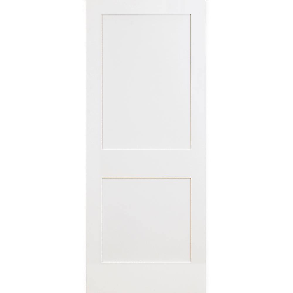 24 in. x 80 in. White Primed 2-Panel Solid Core Pine Interior Door Slab
