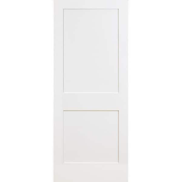 Steves & Sons 24 in. x 80 in. 2-Panel Square White Primed Shaker Solid Core Wood Interior Door Slab