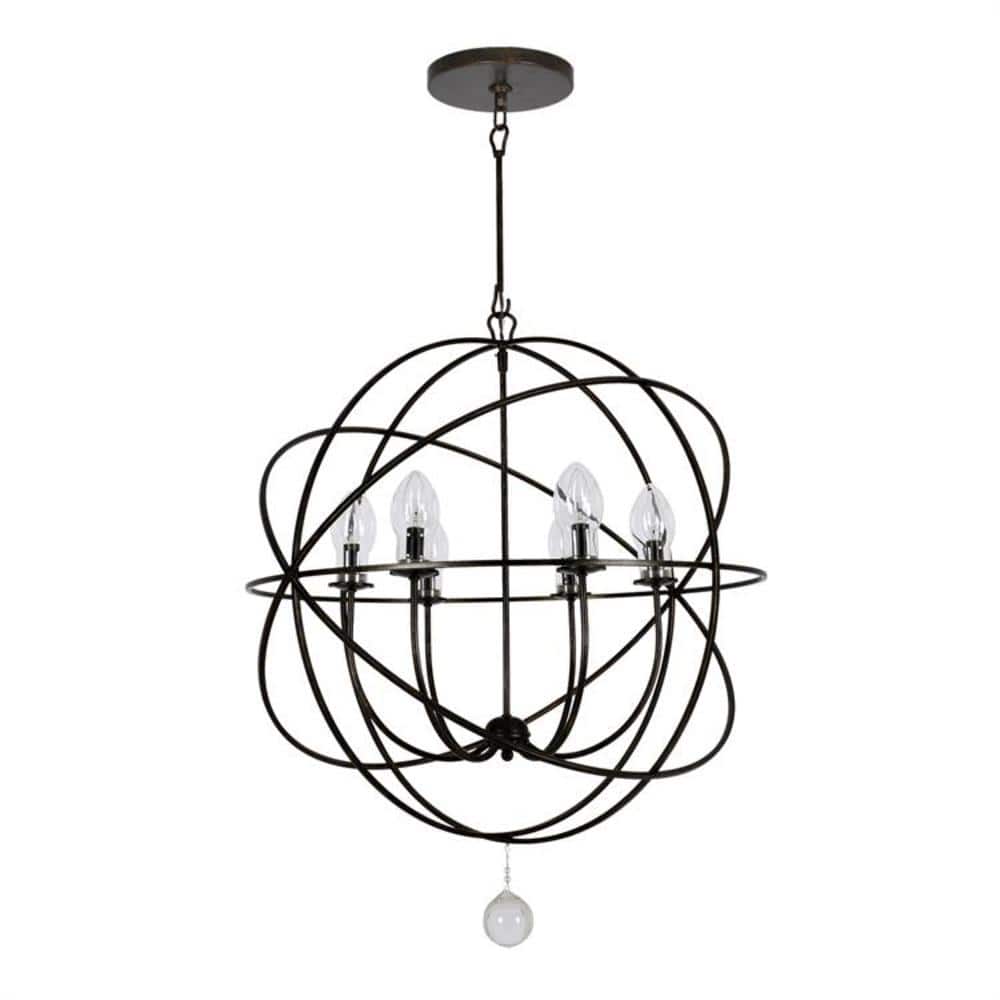 English Bronze Outdoor Sphere Chandelier with Clear Glass Drops