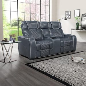 Lazzara Edelia 64 in. W Blue Leather 2-Seater Power Double