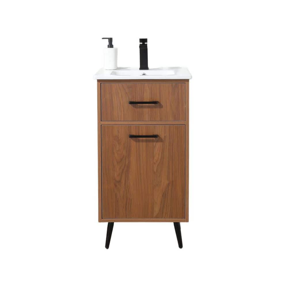 18 in. W x 17 in. D x 34 in. H Modern Brown Bath Vanity with Single White Ceramic Sink Top price history on PriceWatchPro