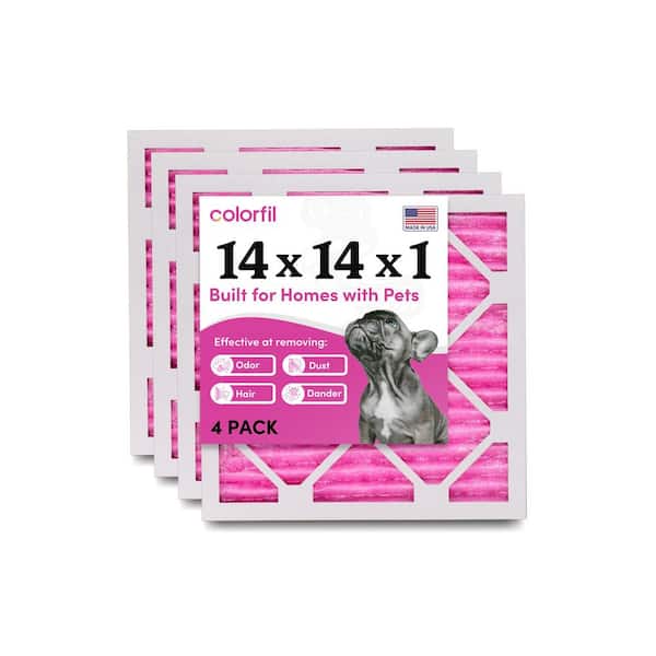 COLORFIL 14 in. x 14 in. x 1 in. Odor Removal and Color Changing Pleated Furnace Air Filter, MERV 8 (4-Pack)