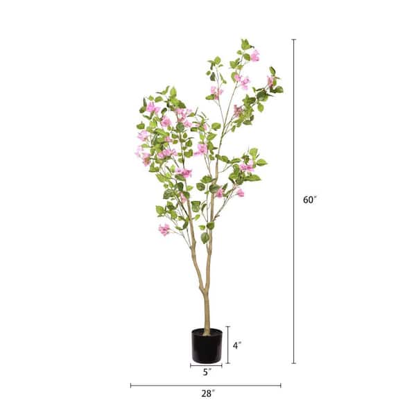 5 ft. Artificial Bougainvillea Tree Potted Faux Plant with Flowers
