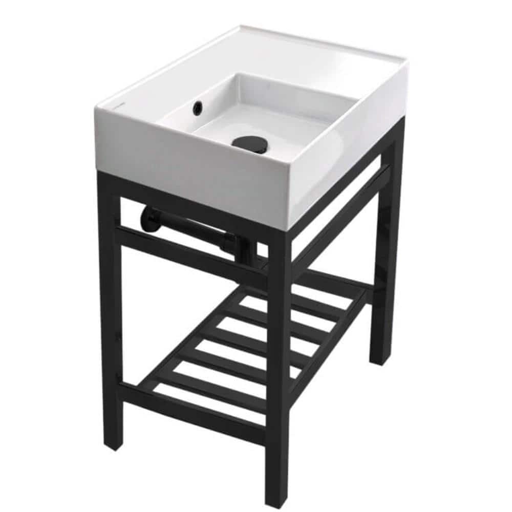 Nameeks Teorema 2 Ceramic White Console Sink and Leg Combo in Matte ...