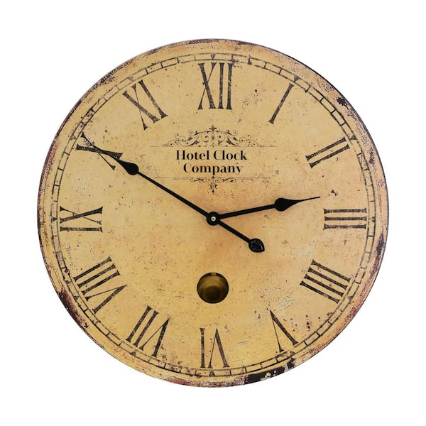 Unbranded Vintage Home Decor Clock Beige Round MDF Wall Clock Battery Not Included