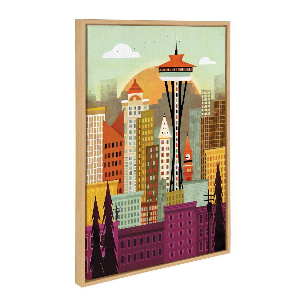 "Sylvie ""Seattle Skyline"" by Amber Leaders Designs Natural Framed Art Print 23 in. x 33 in." price history on PriceWatchPro
