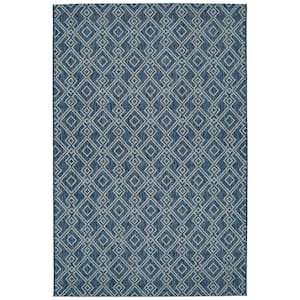 Soleri Collection Navy 2'7" x 4'11" Rectangle Residential Indoor-Outdoor Throw Rug