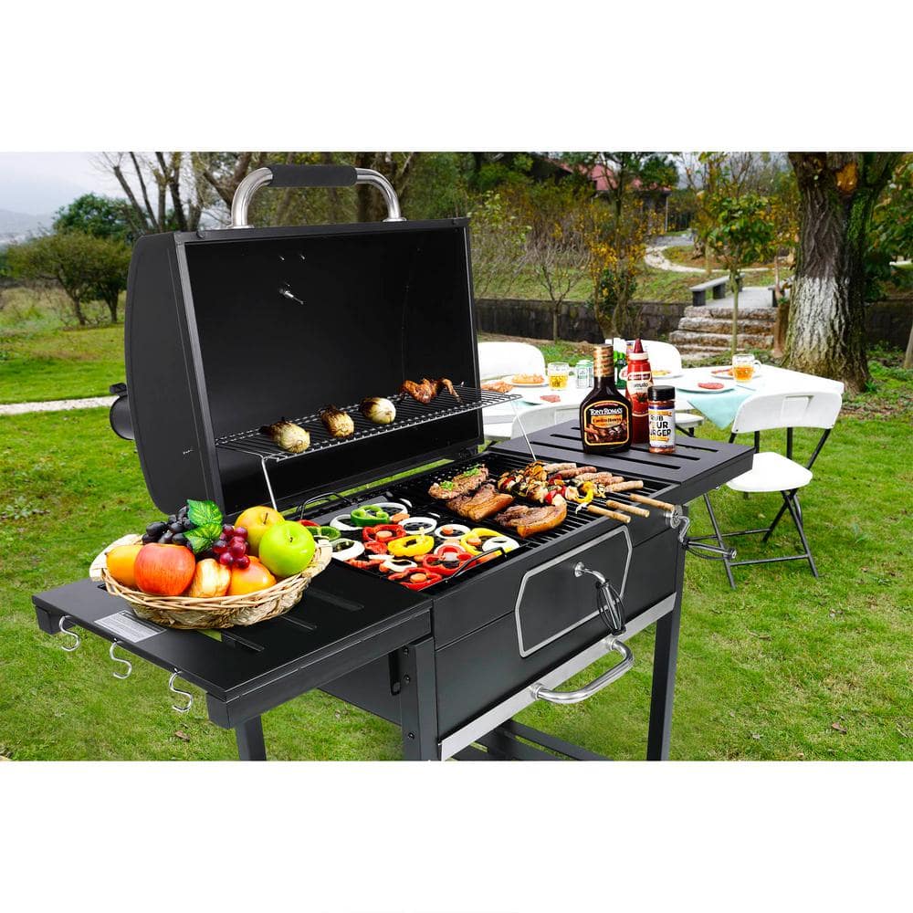Royal Gourmet Black Stainless Steel 30-Inch Charcoal Grill with Smoker