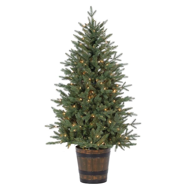 Sterling 5 ft. Potted Pre-Lit Natural Cut Haywood Fir Artificial Christmas Tree with 200 Clear White LED Lights