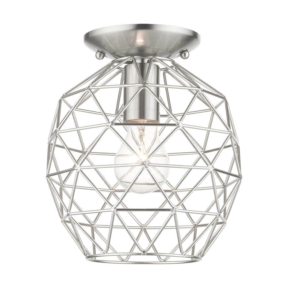 Geometrix Brushed Nickel 8" Contemporary Flush Mount Light