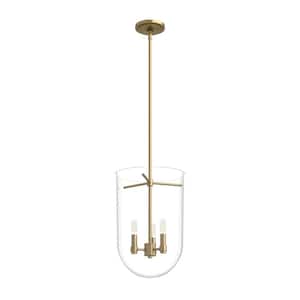 Sacha 3 Light Alturas Gold Island Pendant Light with Clear Glass Shade Dining Room Light
