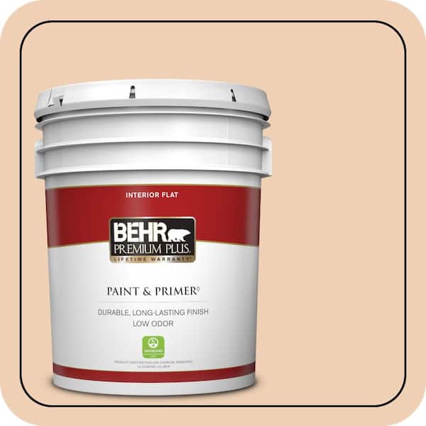 BEHR PREMIUM PLUS 5 gal. #PPU3-07 Pale Coral Flat Low Odor Interior Paint & Primer