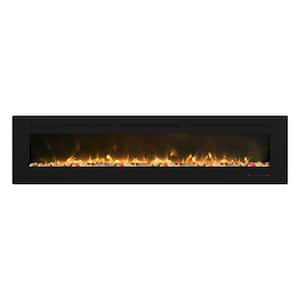 72 in. Built-in and Wall Mounted Electric Fireplace in Black