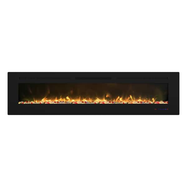 CASAINC 72 in. Built-in and Wall Mounted Electric Fireplace in Black
