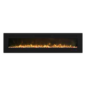 72 in. Built-in and Wall Mounted Electric Fireplace in Black