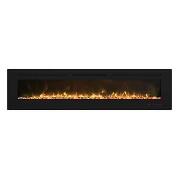 sumyeg 72 in. Built-in and Wall Mounted Electric Fireplace in Black