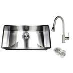 Undermount Deep Stainless Steel 36 in. x 19 in. x 10 in. 16-Gauge Zero Radius Single Bowl Kitchen Sink with Faucet Combo