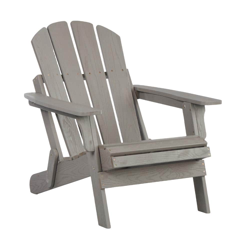 Gray 1-Piece Outdoor Embossed Wood Adirondack Chair Folding Armchair price history on PriceWatchPro