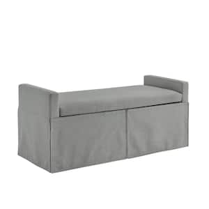 Amelia Light Gray 50.2 in. Linen Bedroom Bench Backless Upholstered