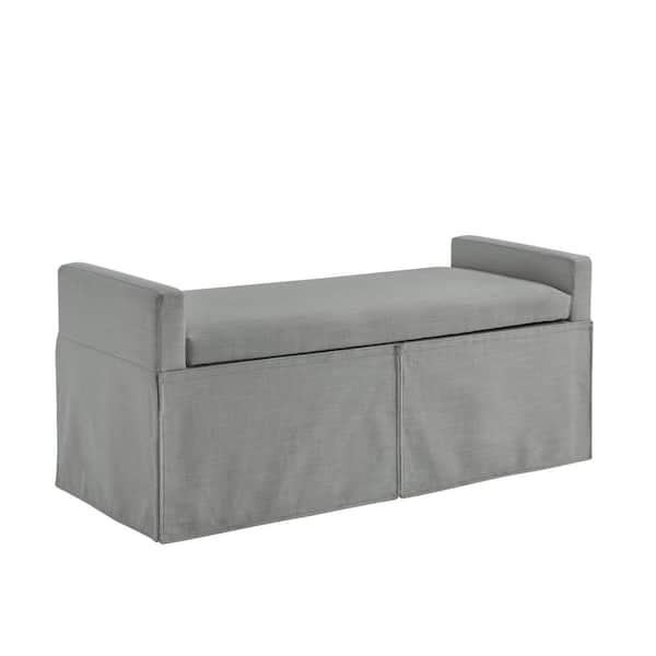 HomeRoots Amelia Light Gray 50.2 in. Linen Bedroom Bench Backless Upholstered