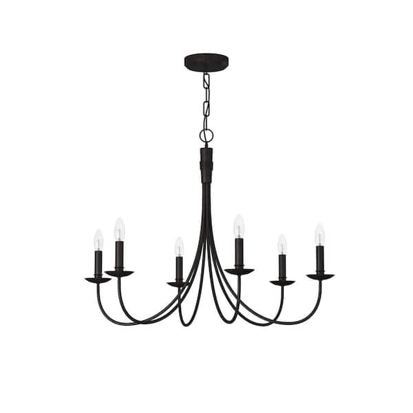 6 light black iron chandelier