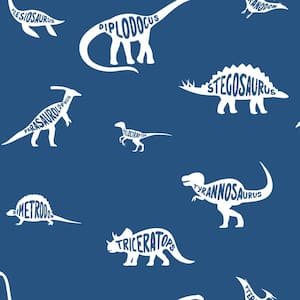 Dinosaur Dictionary Blue Non-Pasted Wallpaper (Covers 56 sq. ft.)