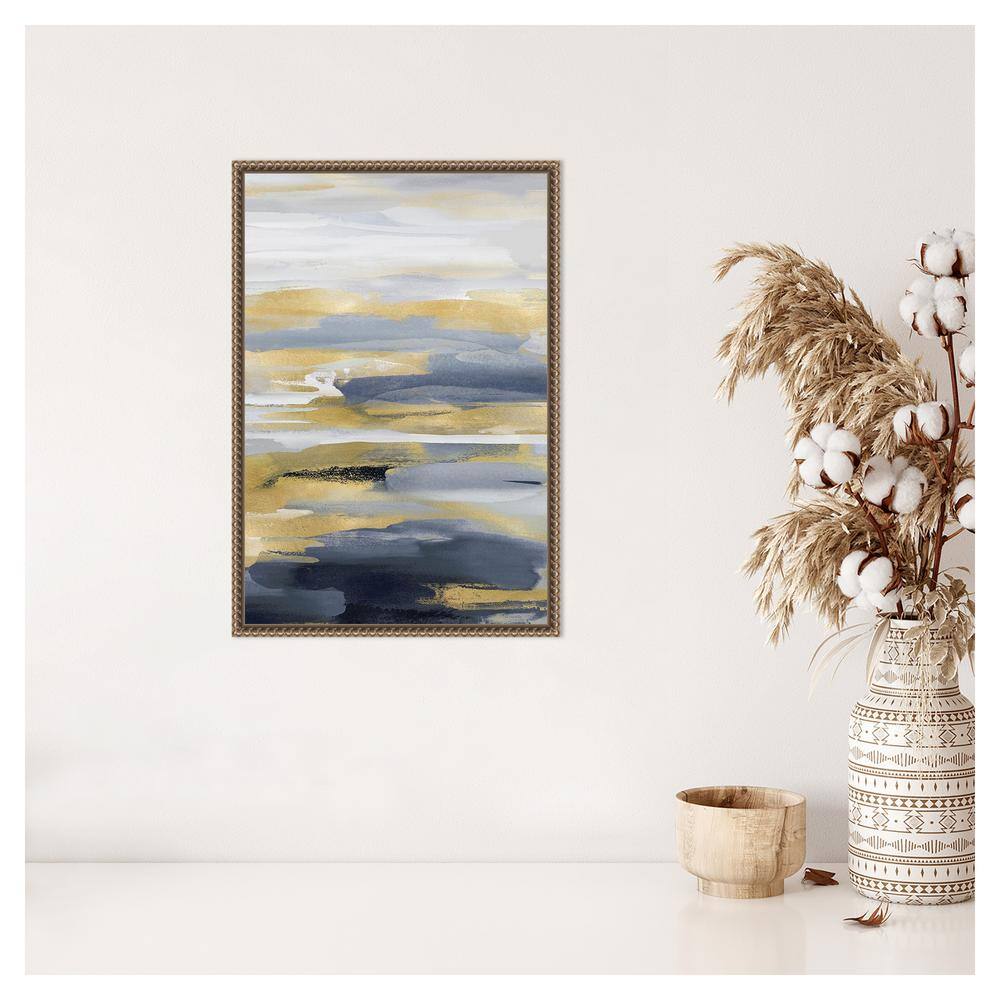 Blue and Gold Abstract Canvas Framed Wall Art 16 x 23