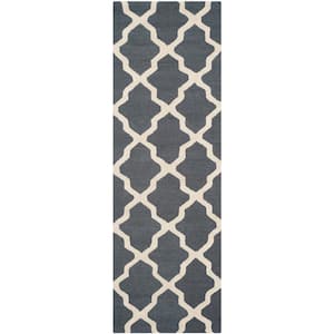 Cambridge Dark Gray/Ivory 3 ft. x 6 ft. Geometric Trellis Runner Rug