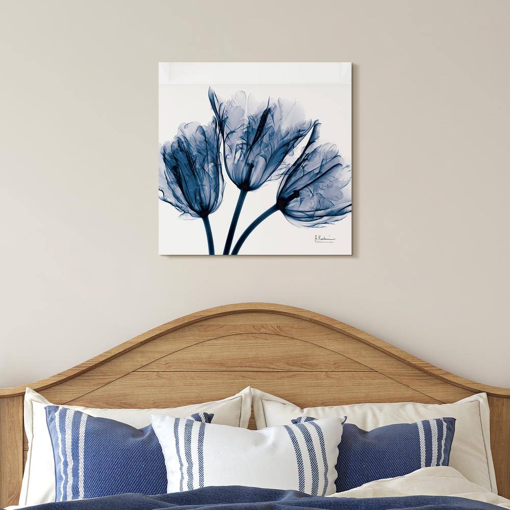 Empire Art Direct Blue Tulip X-Ray Floral Tempered Glass Art Print