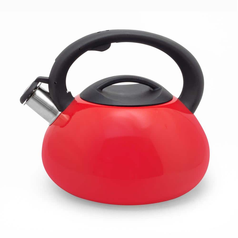 ExcelSteel 425R 3 qt. Red Stainless Steel Tea Kettle