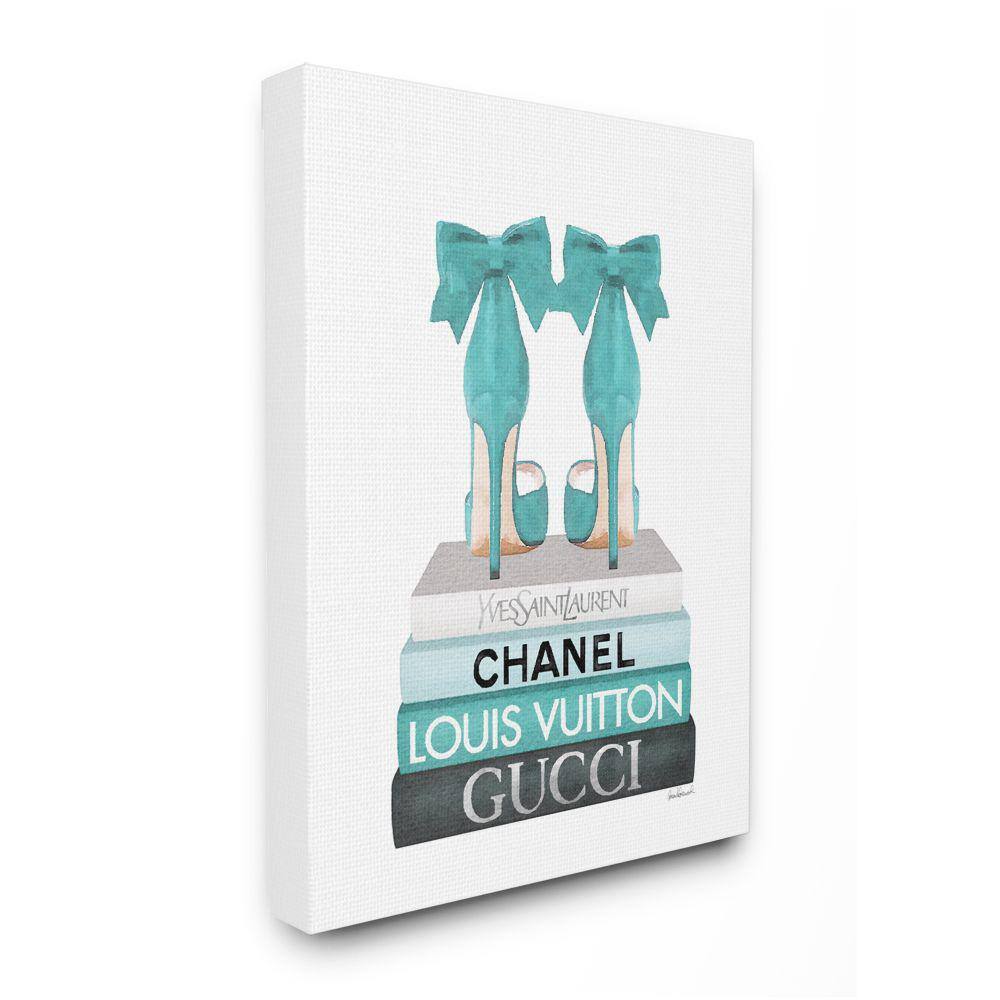 Turquoise Bow Heels on Books Women's Fashion By Amanda Greenwood Unframed Print Abstract Wall Art 24 in. x 30 in. price history on PriceWatchPro