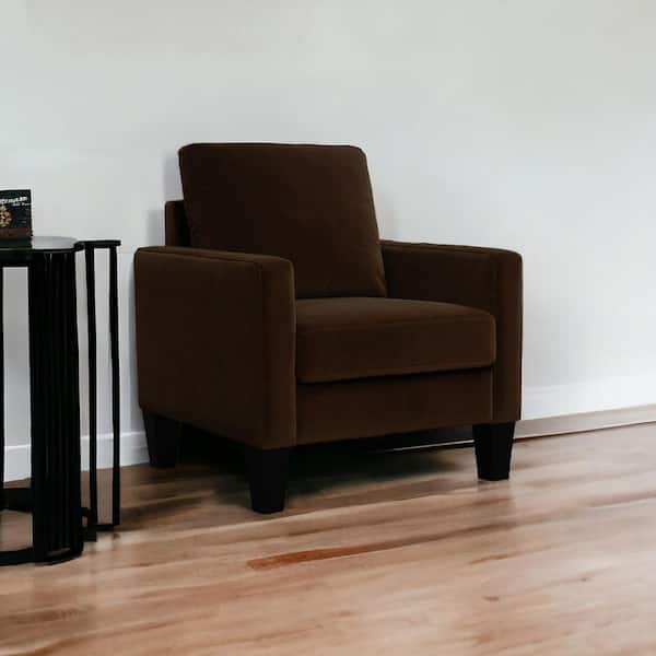 HomeRoots Brown Arm Chair Set of 1 with Removable Cushions
